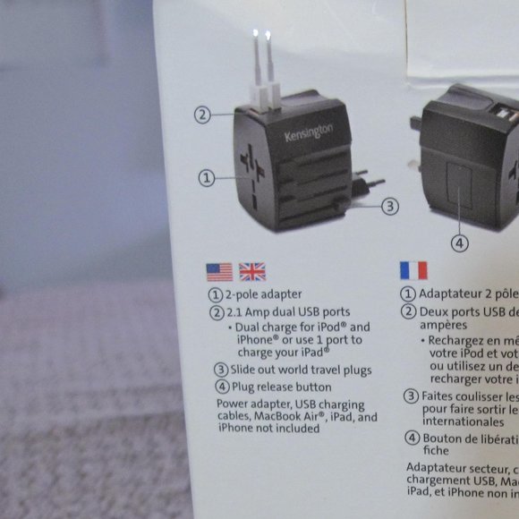 Kensington International Travel Adapter power adapter - BS 1363, NEMA 1-15, Eur - Picture 2 of 16